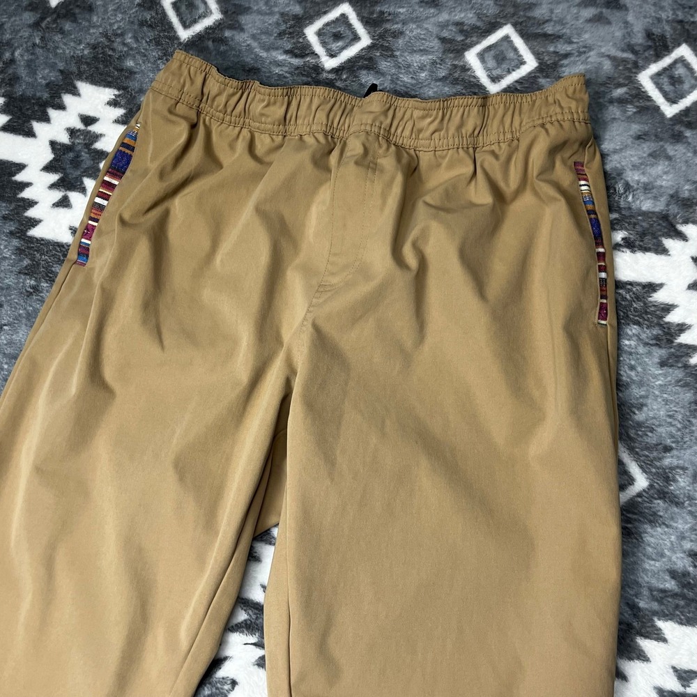 Wowie Gramps Pants Khaki Tan Woven Pocket Trim XL Tall Mens Elastic Waist